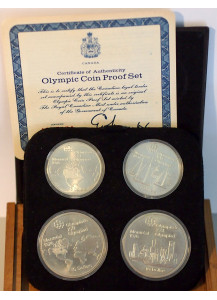 CANADA 1976 - 5 e 10 Dollari Ag. XXI Giochi Olimpici Montreal 1° Serie 4 Monete